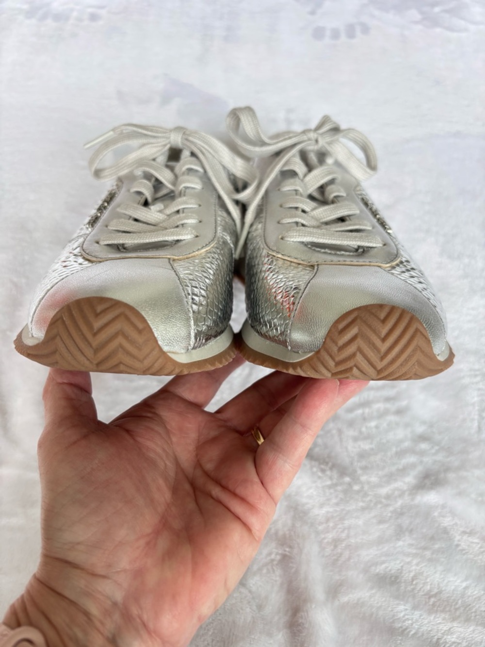 MICHAEL KORS Rhodes Leather Lace Up Metallic Silver Sneaker--NEW--9 - Picture 8 of 15